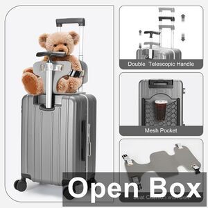 MRPLUM 20" Double Handle Suitcase with Net Pocket and Seat Belt, Grey